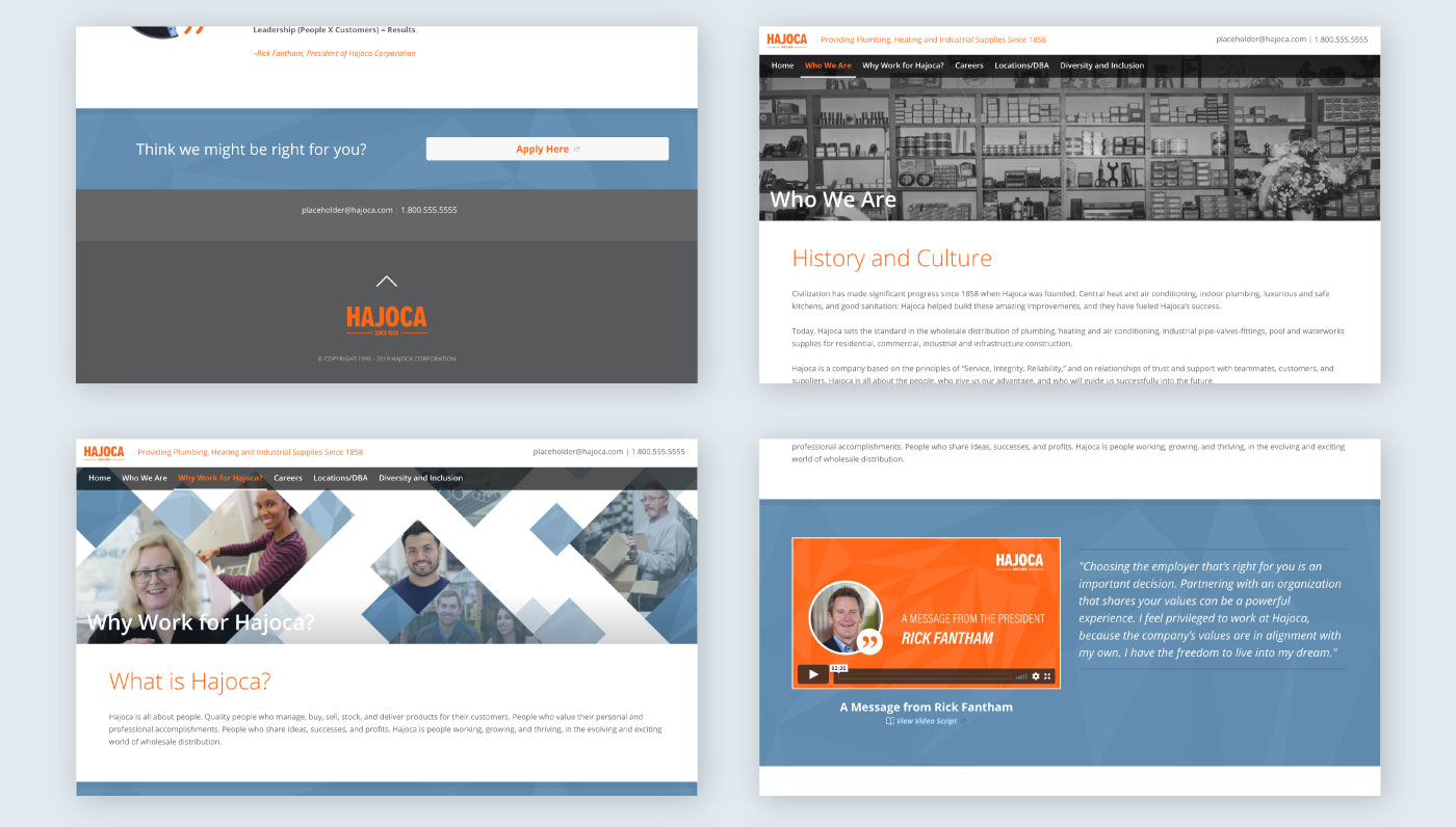 responsive careers website screenshots