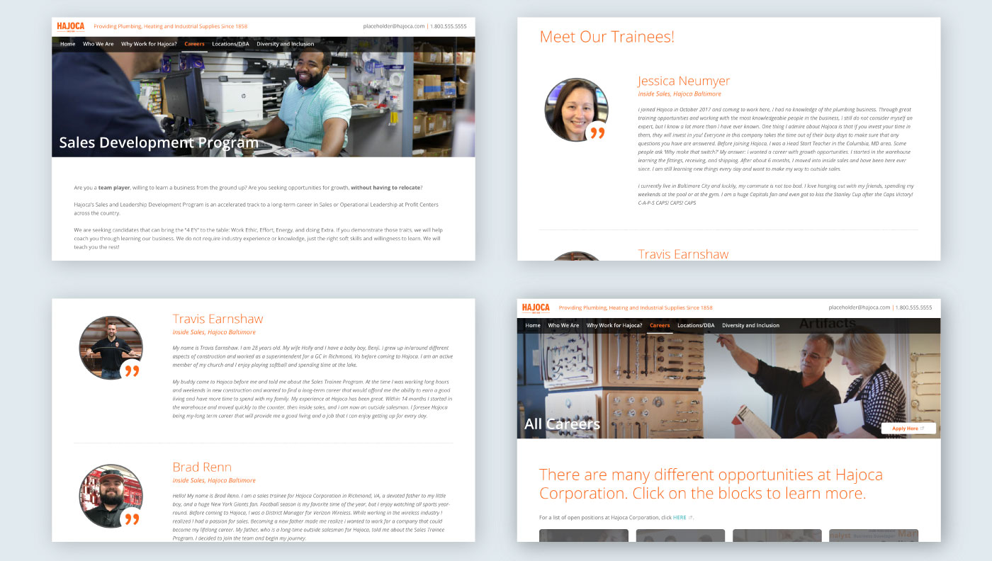 responsive careers website screenshots