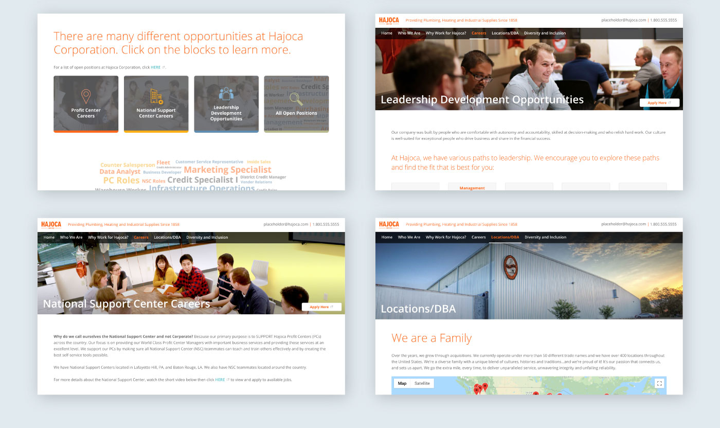 responsive careers website screenshots