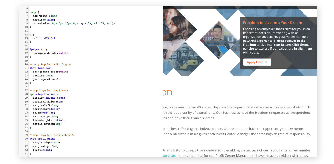 responsive careers website screenshots