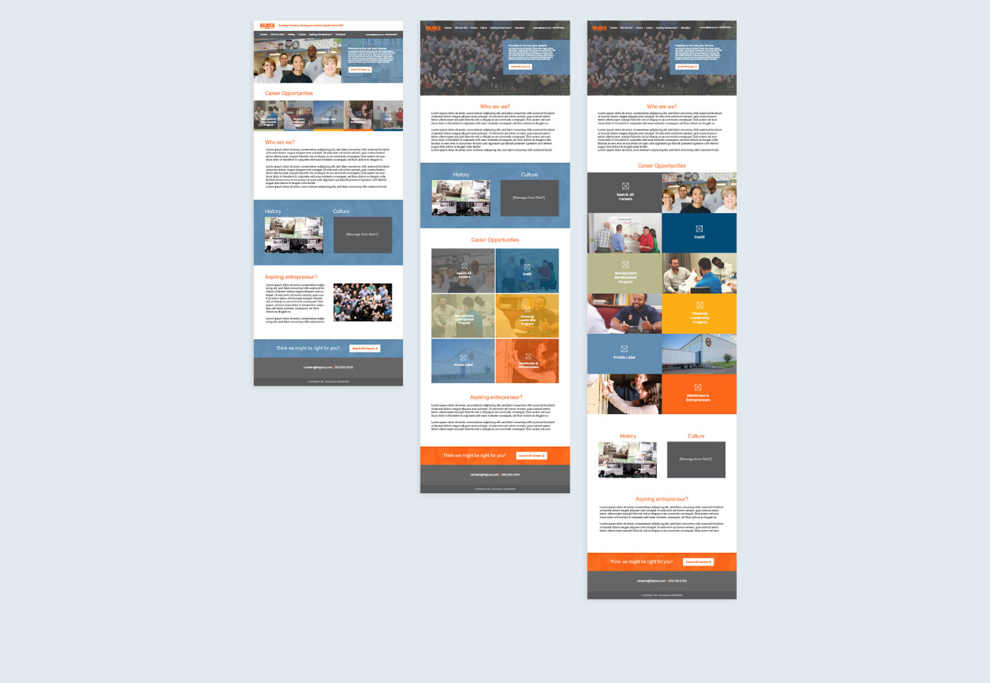 responsive careers website screenshots
